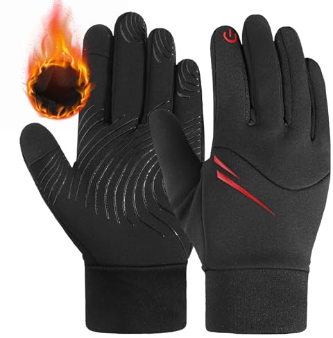 AYPOW Guanti da Ciclismo Invernali per Bambini, Fodera Termica in Pile Antivento Sportivi All'aperto Guanti,Impermeabili Antiscivolo Touch Screen Guanti da Bici Corsa,Ragazzi Ragazze 4-12 anni (XL)