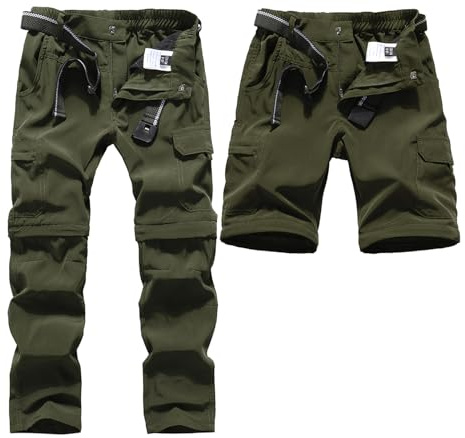 DAFENGEA Kids Hiking Cargo Pants Casual Outdoor Quick Dry Hiking Mountaineering Convertible Trousers，Armygreen-7T