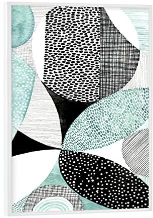 artboxONE Poster mit weißem Rahmen 18x13 cm Abstrakt Susan Black - Mid Century Aqua - Bild Blume 60s Abstract