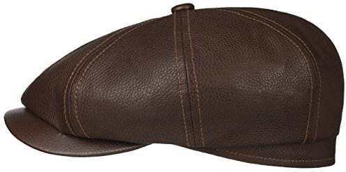 Stetson Hatteras New Lamb Nappa Flatcap - Dunkelbraune Kappe - Echtleder-Schirmmütze - Made in Germany - Herren - Frühjahr/Sommer Dunkelbraun 60 cm