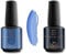 Shayenne 2er Set UV Gel Nagellack 45 Mermaid Blue Blau 15ml + 2in1 Base Coat und Top Coat 15 ml UV LED Lampe Unterlack mit Überlack Nagel Lack Gellack Nagelgel Shellac (30 ml)