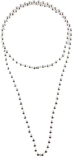 Mytoptrendz® Plain Bead Necklace Single Strand Long Rope Wrap Around Girls Women Fashion Accessories (Silver)