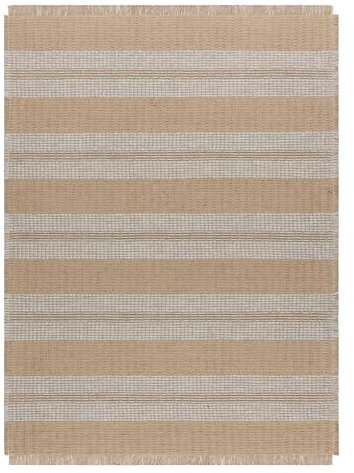 rugsx Teppich Jute mit Fransen, Innen & Außen, für Schlafzimmer, Terrasse, Balkon Jute, flachgewebt, beige/grau 160x220 cm