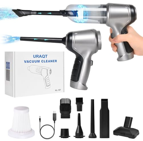 URAQT 3 in 1 Aspirabriciole Senza Fili, 15kPA Mini Aspirapolvere Portatile, 150000rpm Aspirabriciole Potente, Carica Rapida USB, per Auto, Casa, Ufficio, Moquette, Peli degli animali domestici