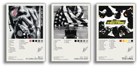 TOBIANG ASAP Poster Rocky Music Album Cover Signiert Limitiertes Poster (Set von 3) Unframe:8inx12in(20x30cm)