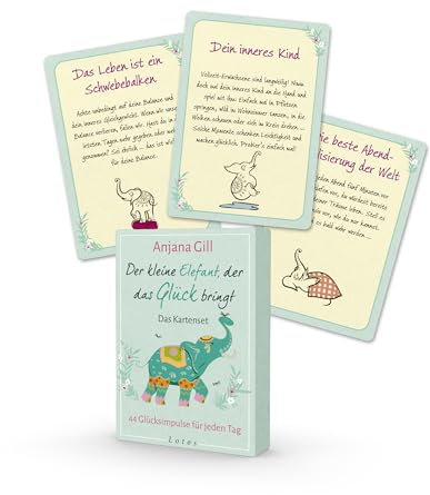 Der kleine Elefant, der das Glück bringt – Das Kartenset: 44 Glücksimpulse für jeden Tag. (44 Karten mit Booklet)