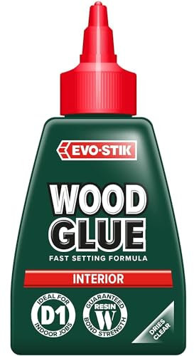 AMK® Evo Stik Resin W Wood Adhesive Interior 125ml Fast Dry Dries Clear Suitable For All Wood Types Strong Hold DIY At Home
