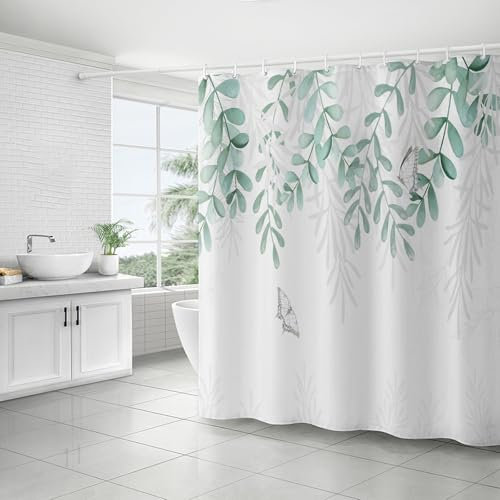 FAIRYGATE Duschvorhang für Badewanne... Bathtub Curtain Duschvorhang Polyester Stoffliches Gewebe Badezimmerdekorationsset mit Haken 180 x 180 cm Morden Kunststil Anti Bakteriell B9517
