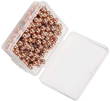 Rankomu Drawing Pin Rose Gold Round Ball Plastic Pushpin Thumbtack Pins, 200-Pack, Decorative DIY Tool