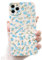 NITITOP Compatible with iPhone 11 Pro Max Case Cute Flower for Women Girls Floral Light Blue Rose Design Vintage Girly Soft Slim TPU Fashion Shockproof Protective Phone Cover - Light Blue