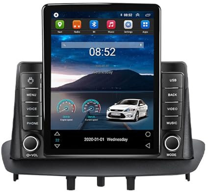 BOJONTN 9.7 Pollici 2 DIN Android 14 Auto Stereo Radio per Renault Megane 3 2008-2014 con Car Play Senza Fili GPS Telecamera Posteriore Comandi al Volante Bluetooth(XY2 (1+16G))