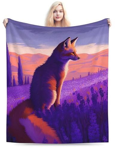 Fox Wolldecke für Betten, Fleecedecke, geeignet für Damen, Herren und Kinder, ultraweiche Plüsch-Fuchsdecke, Woll-Fuchsdecke, 101,6 x 127 cm