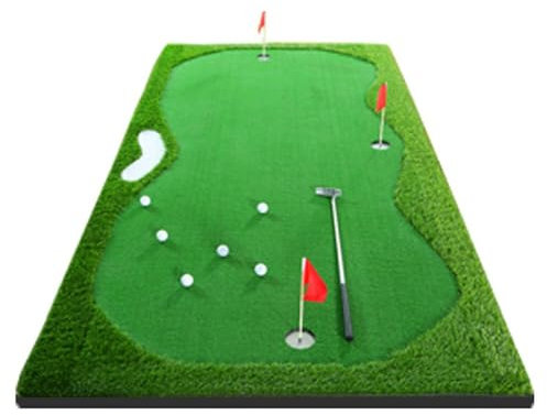 XLIHAWY Golf Putting Green Mat, Golf Training Professional Training Aid, Large Artificial Grass Turf Green With Putter For Indoor Outdoor(1.5x3.5m)
