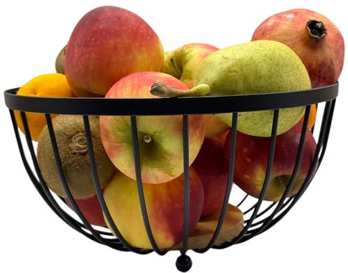 viering Fruteros de Cocina - Organizador Cocina – Dimensiones: 25 x 13 cm - Soporte de Frutas de Metal Negro - Decorativo y funcional para Frutas y Verduras