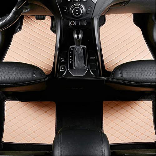 Auto Leder Fußmatten für Jaguar X-Type S-Type, Allwetter Wasserdicht rutschfeste Abriebfest Bodenmatten Set Teppiche Schutz Zubehör,Beige