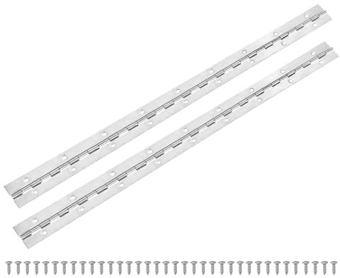 M METERXITY 2-Pack Piano Hinges, 18 Inch / 450mm Stainless Steel Continuous Piano Hinge with Holes and Screws for Cabinets Door/Storage Box [1.2X 0.04/ 30x 1mm Open Width Thick, Silver Tone]