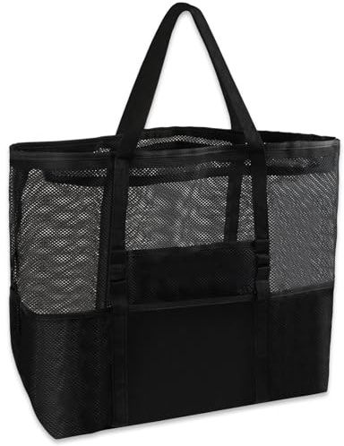 XiLayNeen Mesh Strandtasche XXL Familie Extra Groß,Strandtasche Groß mit Reißverschluss,Beach Bags For Women,Shopper für Frauen,Strand Tasche für Strand Reisen Einkaufen Picknick und Alltag(XXL)