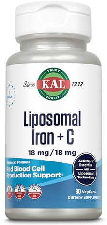 KAL Liposomales Eisen + C 18 mg - 30 Kapseln - Veganes Eisenpräparat mit Vitamin C
