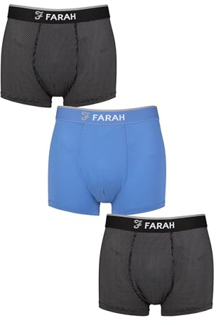 Farah Men’s Sports Fitted Trunks – 3 Pack Stretch Boxer Briefs, Soft & Breathable, Athletic Fit, Supportive Everyday Underwear, Sizes S–XL Multi M