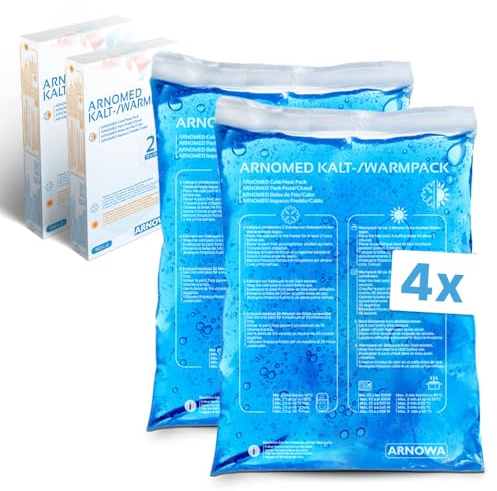 4x ARNOMED® Mehrweg Kühlpacks Gel 12x20cm, Kalt Warm Kompresse wiederverwendbar & mikrowellengeeignet, Kühlpads aus Gel, Kühl Gelpads, Coolpacks, Cooling Pads, Kühlkissen, Kältekompresse