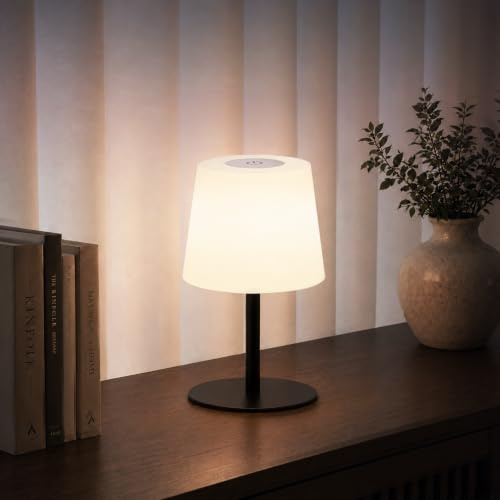 EZVALO Kabellose Tischlampe LED, IP65 Wasserdicht, 4500mAh USB-C, Touch-Dimmbar mit 3 Farbtemperaturen, Perfekte Nachttischlampe, Campinglampe & Tischleuchte für Outdoor und Innen (Schwarz, 1 Stück)