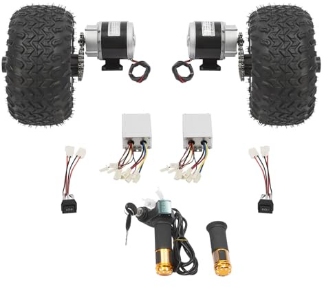Mqwdxzfes 10 Zoll 36V 350W Elektro-Umbausatz, Doppel Motor Set, Elektro Roller Radsatz mit Rückwärtsgang & Digitalem Display, Doppelradsatz Bürstengetriebemotor für Go Kart, Mobilitätsroller
