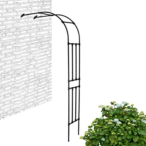 Halbbogen Rosenbogen Metall Verzinkt, Stabiler Garten-Torbogen als Rankhilfe und Rankgitter für Kletterpflanzen, wetterfestes Design für Garten und Außenbereich(Schwarz,W240XH240CM)