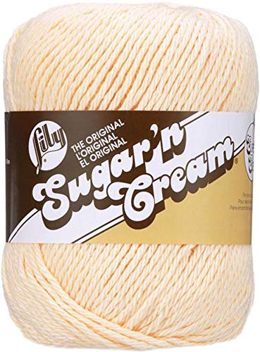 Lily Sugar 'N Cream Super Size Solid Yarn, 4oz, Gauge 4 Medium, 100% Cotton - Cream - Machine Wash & Dry
