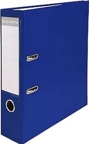 Exacompta - Réf. 918407B - 1 Classeur à levier A4 - Dos 75 mm - Mécanique 80 mm - Dimensions extérieures : 31,8 x 28,4 x 8 cm - Format à classer A4 - Coloris : Bleu
