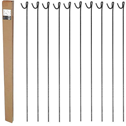 True Products 10 Pack Steel Fencing Pins 1.25m High with Shepherds Crook Head for Temporary Barrier Fencing and Garden Netting