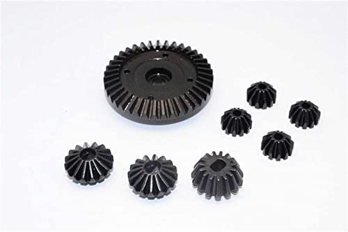 GPM for Tamiya TT-02 & TT-02B Tuning Teile Steel Ring Gear & Bevel Gear - 8Pcs Set Black