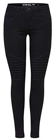 ONLY Damen Onlroyal Reg Sk Biker Jeans Pim600 Noos Jeanshose ,Black,XS L30