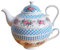 Jameson & Tailor Teekanne tea for one Blumen vintage blau Porzellan Teeset