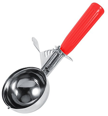 Kitchen Stainless Steel Fruit Cake Dessert Ice Cream Scoop Spoon Cookie Melon Spoon Soft Silicone Hand Grips Trigger Release Tablespoon Scoop Dishwasher Safe Utensils Accessories(5.2CM)