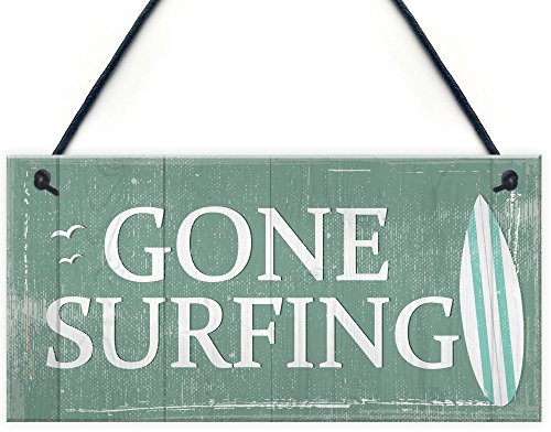 RED OCEAN Gone Surfing Hängeschild Nautische Dekoration Strand Meer Shabby Chic Home Schild Geschenk