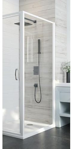Leda - Paroi fixe douche fermée 900x1900 mm verre transparente profilé blanc - ATOUT 3