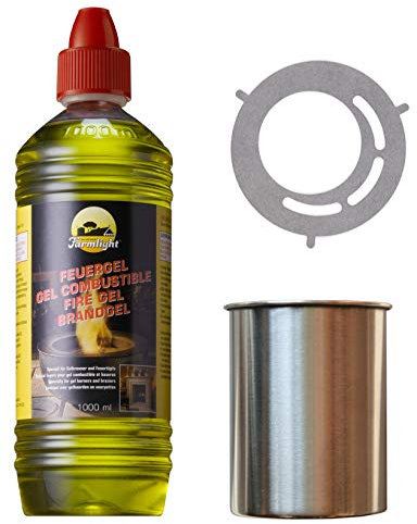 Moritz Starter Set 1 x 1000 ml Brenngel + 1x Edelstahldose 500 ml + 1x Sparplatte für Brenner Kamin Ofen Sicherheitsbrenner Brennpaste