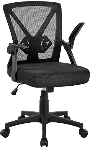 Yaheetech Ergonomic Desk Chair Computer Office Chair with Flip-up Armrest Lumbar Support & Adjustable Height Modern Executive for Home and Study, Black