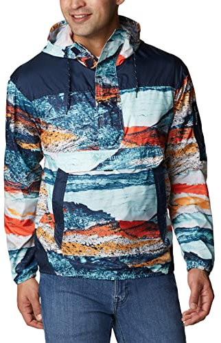 Columbia Challenger Windbreaker, Veste Légère Coupe Vent Homme, Icy Morn Hyper Nature Print/Coll Navy, Taille XXL