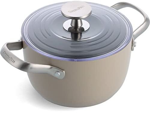 GreenPan Healthy Ceramic Nonstick, 2QT Rice Grains and Soup Maker, Caldero Pot with Lid, PFAS-Free, Induction, Dishwasher Safe, Oven Safe, Blue