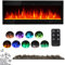 INMOZATA Wall Mounted Electric Fireplace 80inch Insert Recessed Large Media Wall Electric Fire Crystals Log Effect Flame Fire 9 LED Color with Remote Control