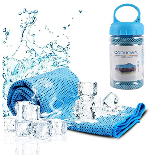 iJiZuo Cooling Towel, Mikrofaser Handtuch Sofortige Relief Eiskalt Kühlen Handtuch Atmungsaktives Mesh Schweißsaugfähig, für Sport Freizeit Zum Laufen, Yoga, Golf, Wandern (Himmelblau)