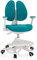 hjh OFFICE 736416 Kinder Schreibtischstuhl Kid Wing Stoff Kinderschreibtischstuhl mit Fußablage, Armlehnen klappbar, Blau/Weiß