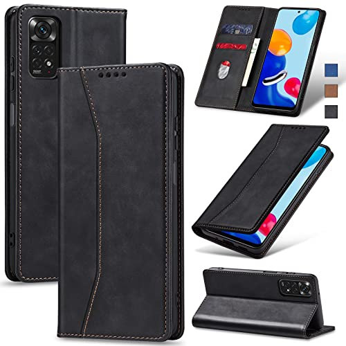 Jasonyu Funda para Xiaomi Redmi Note 11/Note 11S 4G, Cuero PU Carcasa, Tipo Libro Flip Case con Tarjetas y Cartera [Soporte Plegable] [Cierre magnético] Capa (Negro)