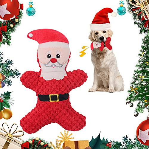 NAVESO Weihnachten Plüsch Hundespielzeug, Hundespielzeug Quietschend, Haustier Kauspielzeug, Hundespielzeug Intelligenz für Kleine und Mittelgroße Hunde Weihnachten Kuschelig Weich Geschenk 17 * 11cm