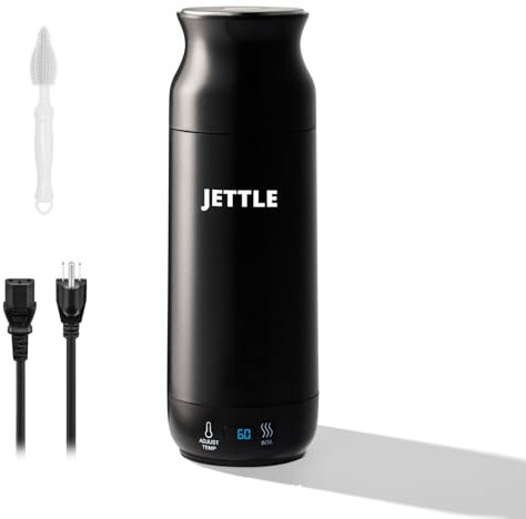 Jettle - Electric Boiler - Portable Travel Warmer for Coffee, Tea, Milk Soup, Stainless Steel Travel Water Pot with Temperature Control, LED, Auto Shut-Off, 450ml,