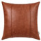 BRAWARM Cognac-Leder-Überwurf-Kissenbezüge, 45,7 x 45,7 cm – Kunstleder-Kissenbezug mit Paspelierung, handgenähtes Leder-Wurfkissen für Couch, Sofa, Bett, Wohnzimmer, Heimdekoration