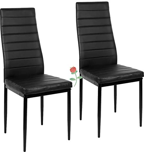 Pack 2 Sillas Lauter Polipiel - Set de Sillas de Comedor, Asiento y Respaldo Acolchado, Set de sillas de Comedor,SGS Tested,2 Piezas (Negro)