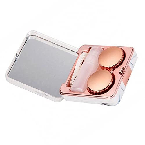 FEISIDUNWSF 1 Set Marble Contact Lens Case Travel Contact Lens Case Portable Mini Contact Lens Holder Container with Mirror for Activities and Outdoor Travel