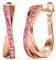 YOURDORA Creolen Silber Damen Klein Ohrringe 925 Silber Rhodiniert Kreolen 15mm mit Zirkonia aus Österreich (Roségold - Rosa)